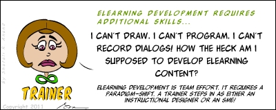 Components of an eLearning course - a trainer's thoughts - cartoon.
