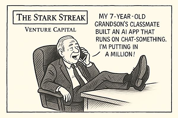 A Stark Streak Cartoon - A Venture Capitalist talking about a deal.