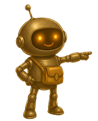 Lil-Bit of Creative Agni stands with one hand on his hip, pointing the right direction to the instructional designers who reflect upon the progress of Artificial Intelligence and Robotics while using Instructional design to make sense of it all. His pup sits alongside.