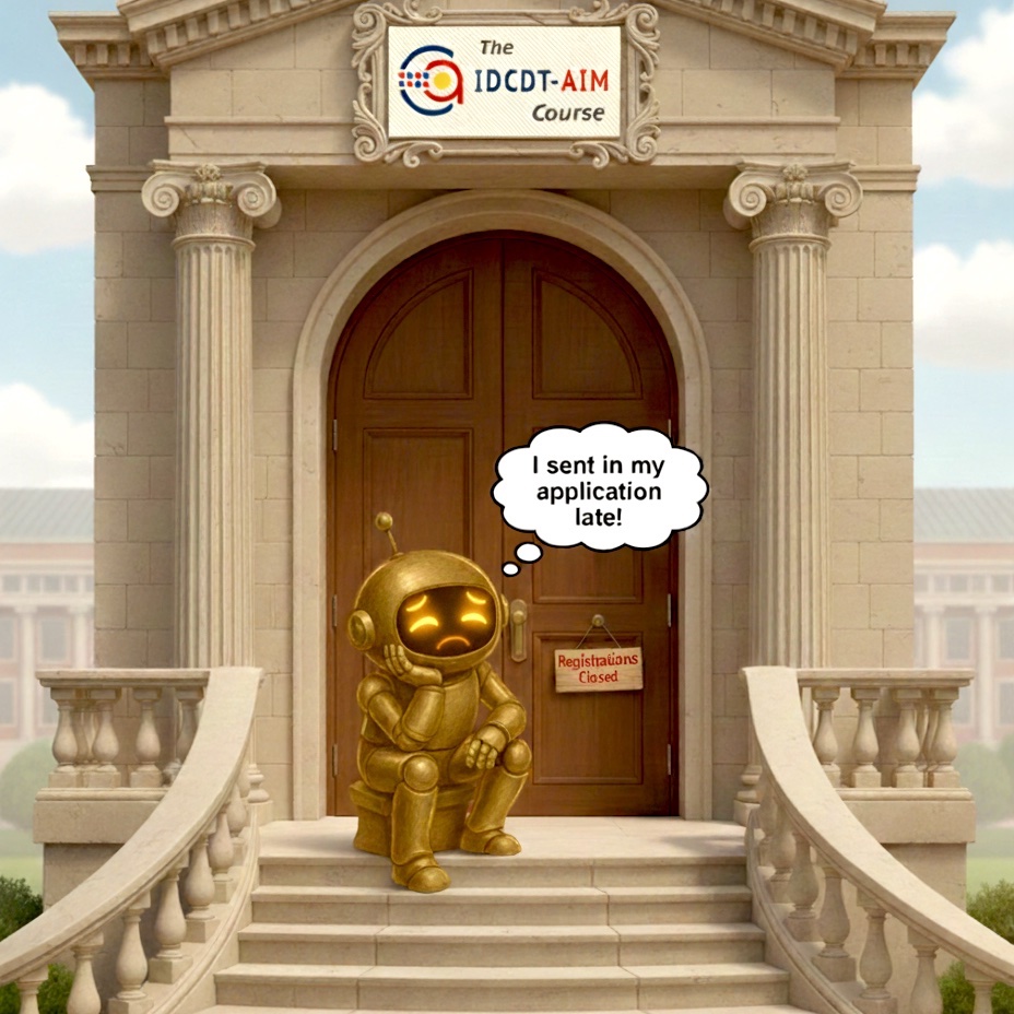 Lil Bit (Creative Agni's Mascot) is late in applying for the Jan-March 2026 session of Creative Agni's Instructional Design for Content Development and Training with AI Module Certificate Course.